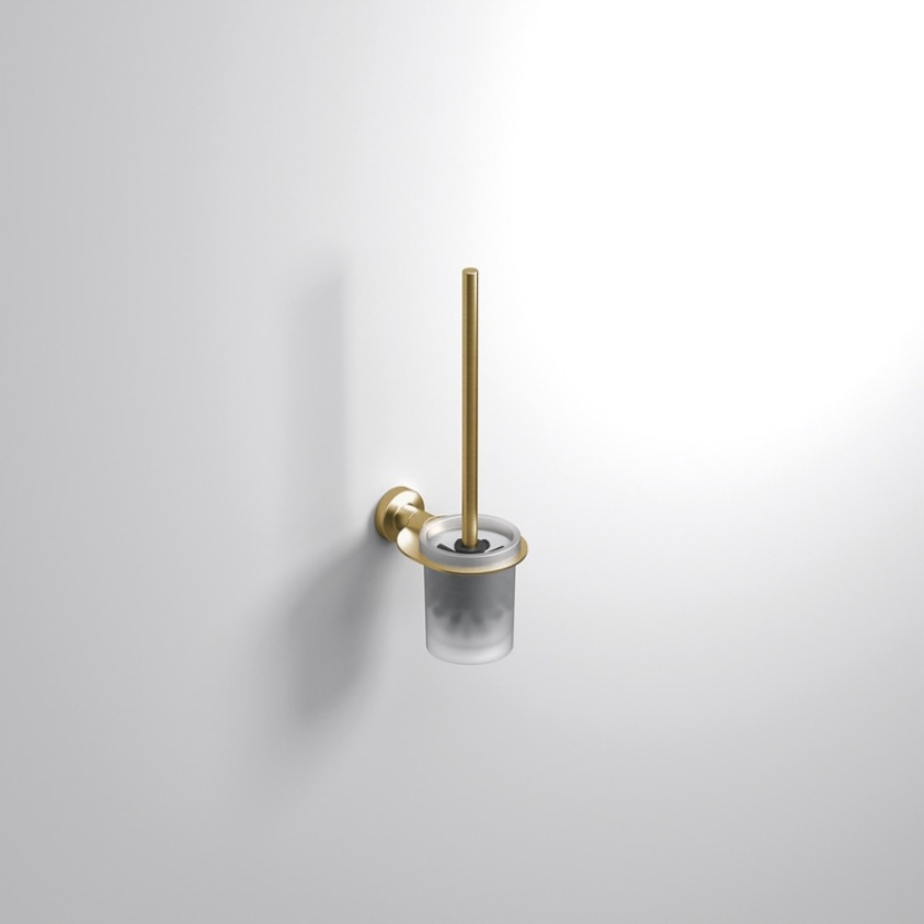 Close up product image of the Origins Living Tecno Project Brushed Brass Toilet Brush